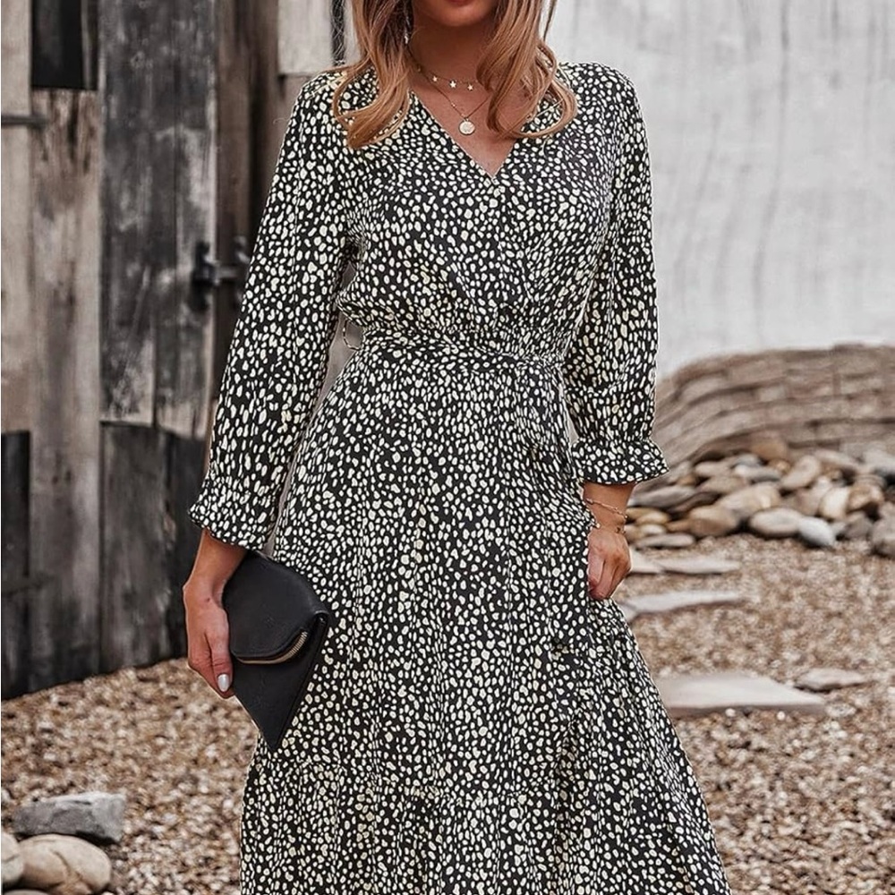 Black and White Women's Midi Dress